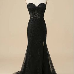 Black Lace Sweetheart Prom dress 