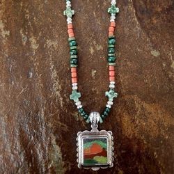  SS Multi-Stone Southwest Landscape Necklace