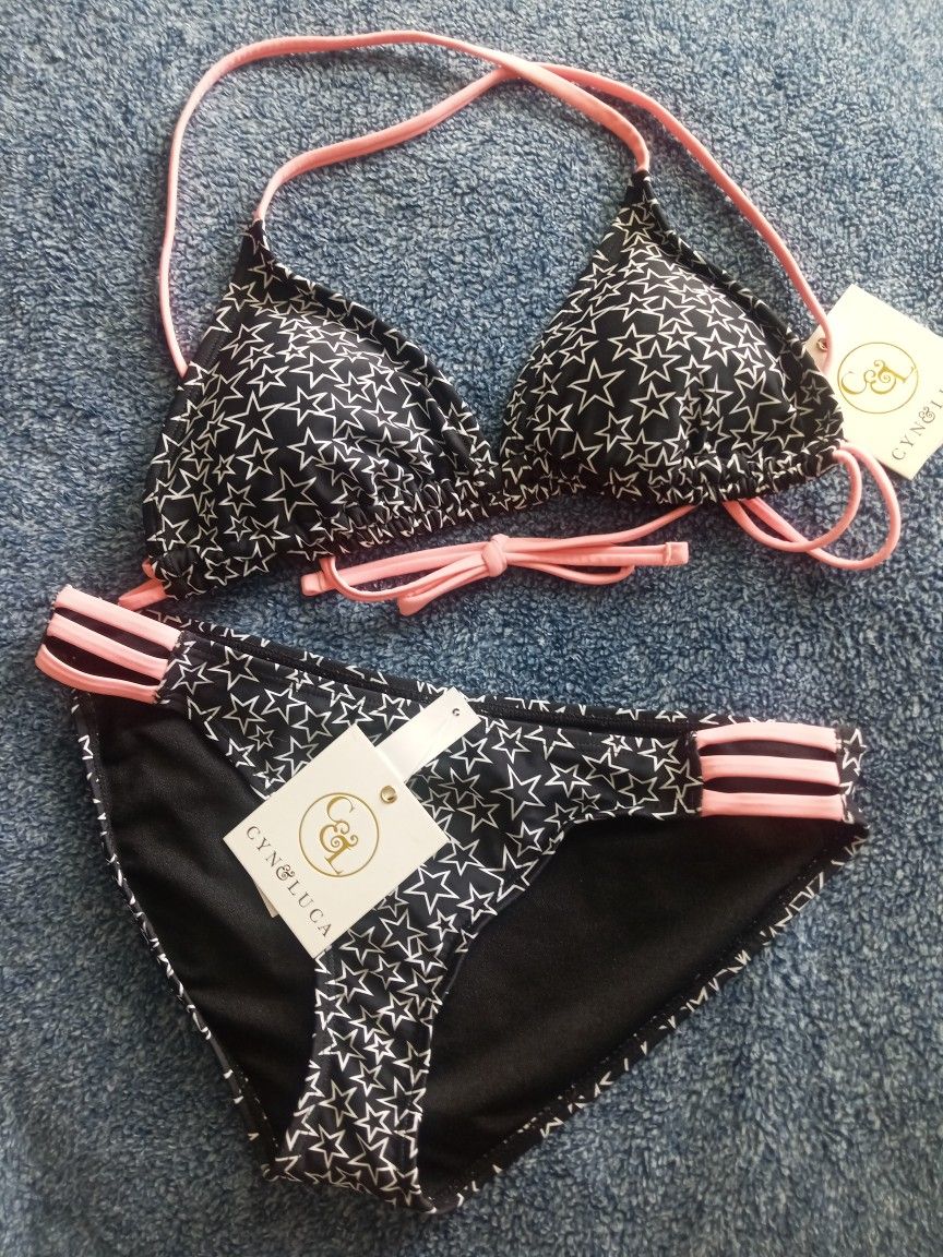 NWT Cyn&Luca Black & Pink Bikini 👙