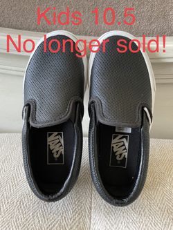 Size 10.5 Perf Leather Kids Vans Slip On