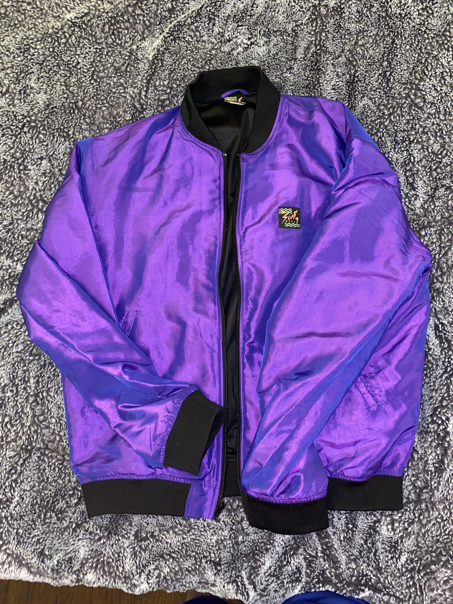Purple Surf Style Bomber Jacket