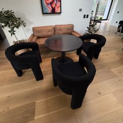 35’ Pedestal Table, Loveseat, Boucle Chairs