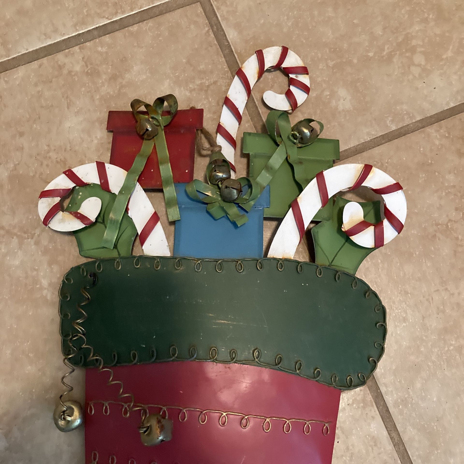 Xmas Metal Stocking Sign