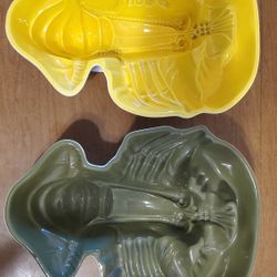 2 Beautiful Molded Baked Stuffed Lobster Serving Dishes