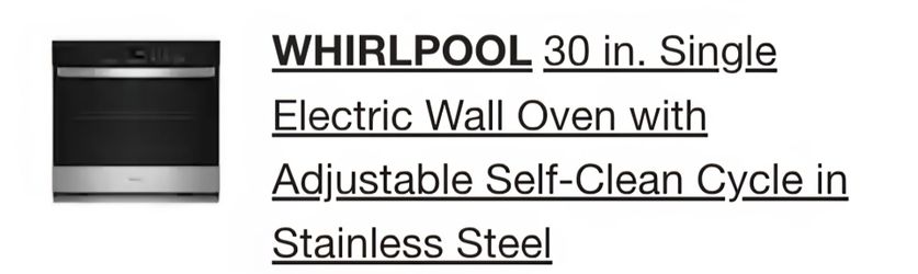 Whirlpool 30-Inch Single Electric Wall Oven