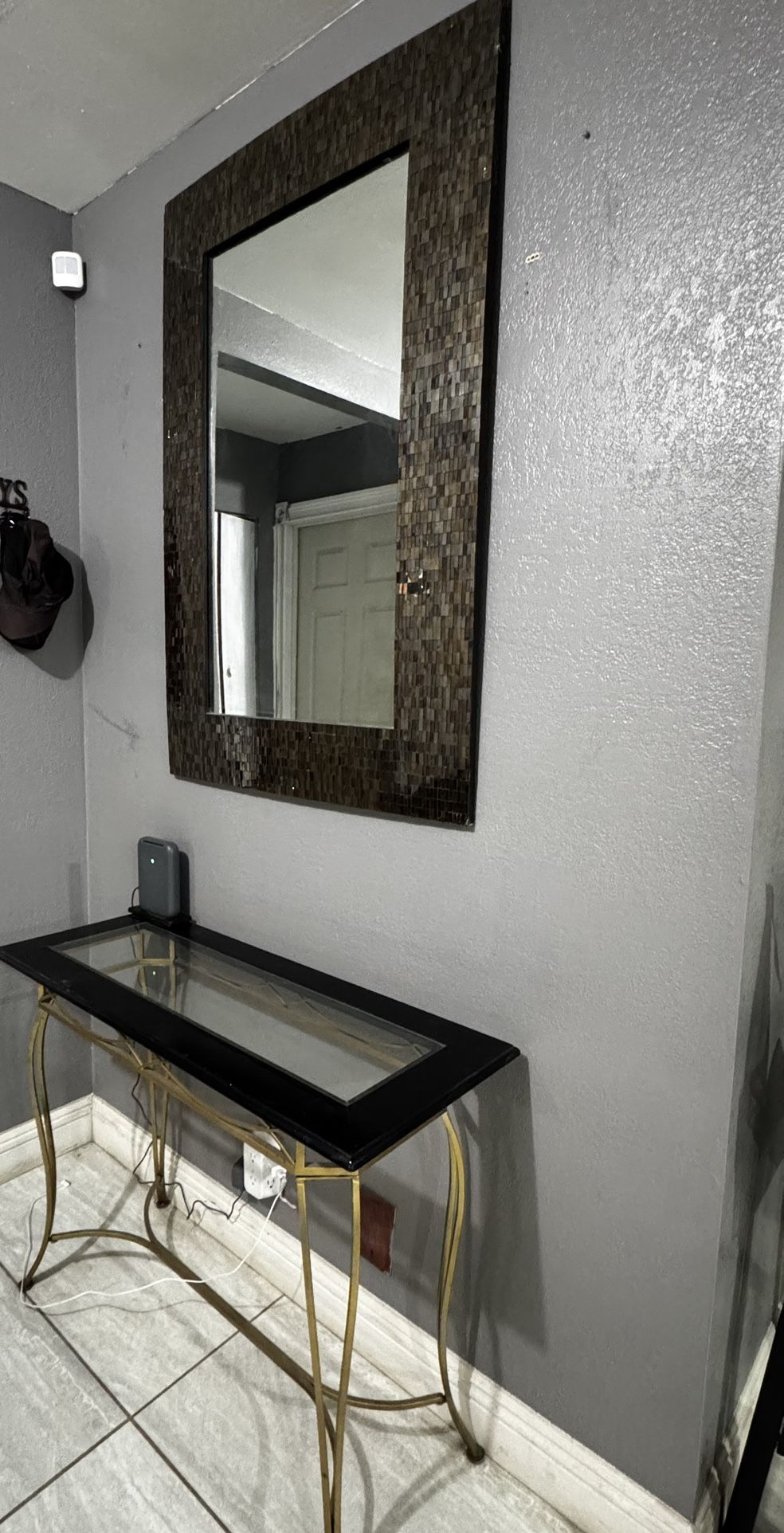 Vanity mirror + Glass Console Table