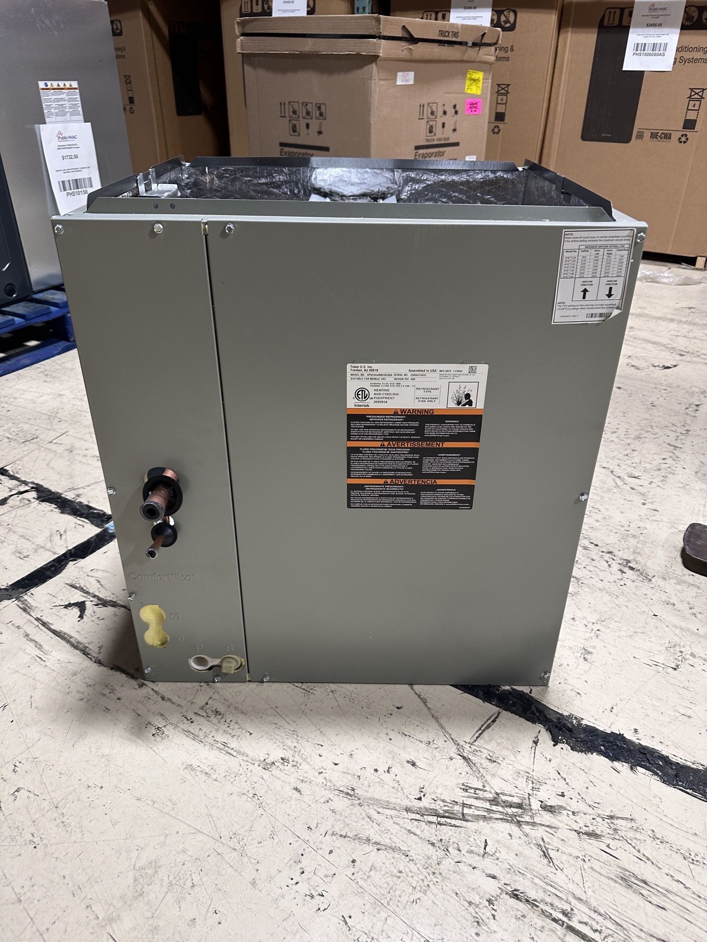 Trane 4-5 Ton Cased Coil Model 4PXCDU48BS3HA (Se Habla Español)