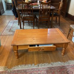 2 -End Tables 1 -Coffee Table .. Solid Oak , Good Shape, VERY solid 