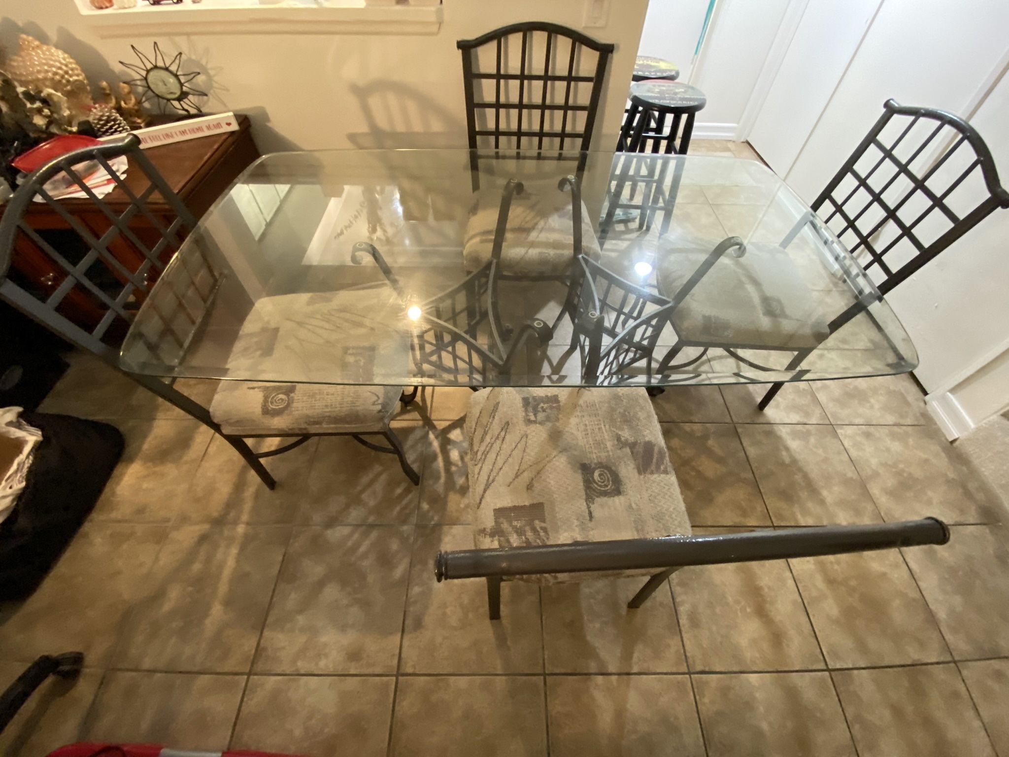 Glass Dining Table With Metal Legs