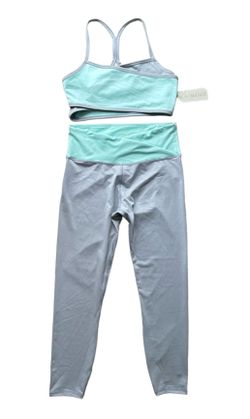 la + image 2 piece comfort fit activewear set blue and grey - Size Large