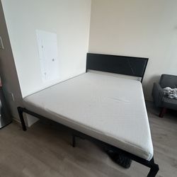 Queen-Size Memory Foam Mattress with Modern Black Bed Frame