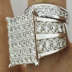 **CLOSEOUT* *SALE* Dazzling 2 PC Pave Cubic Zirconia  Engagement Wedding Rings SZ 6/7/9/10