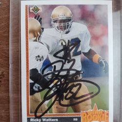 Upper Deck Ricky Watters  Signed Star Rookie Card