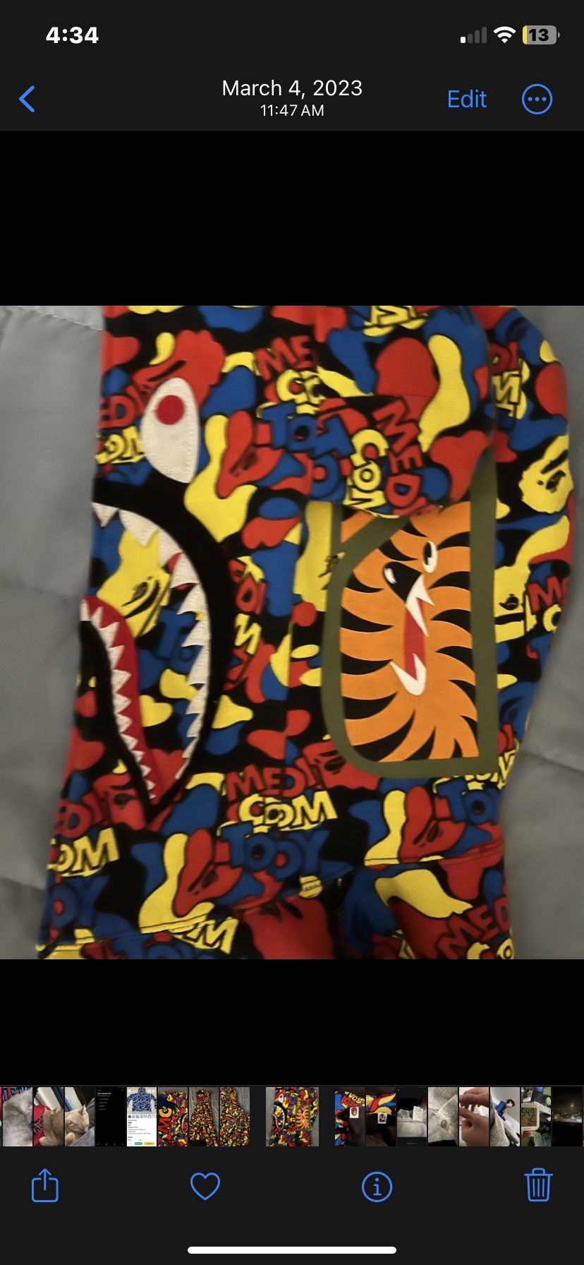 Bape X Medicom Shark Full Zip Hoodie