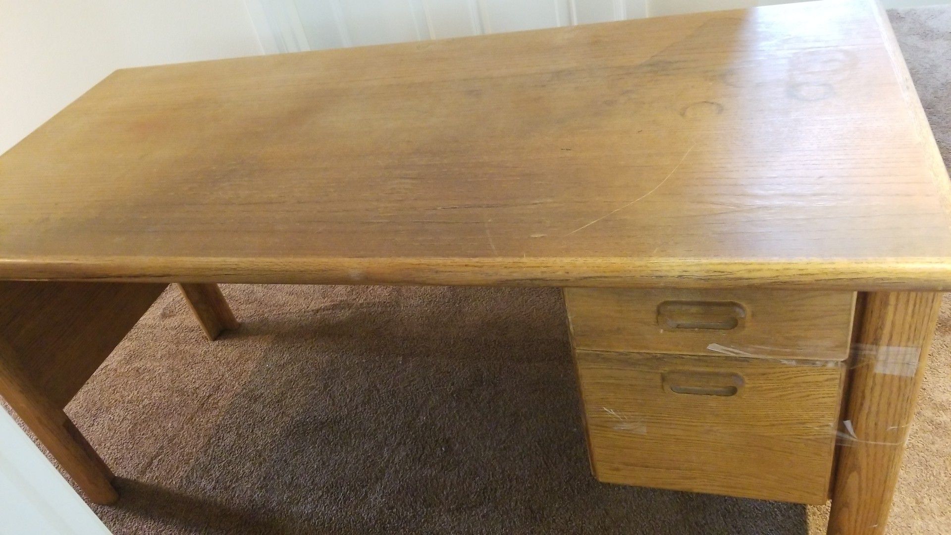 Solid wood 2 drawer desk