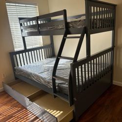 Twin / Full Bunk Bed Frame With Mattress For Sale. 