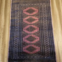 ORIENTAL HANDMADE BOCARA BLACK & PINK 37” X 59”