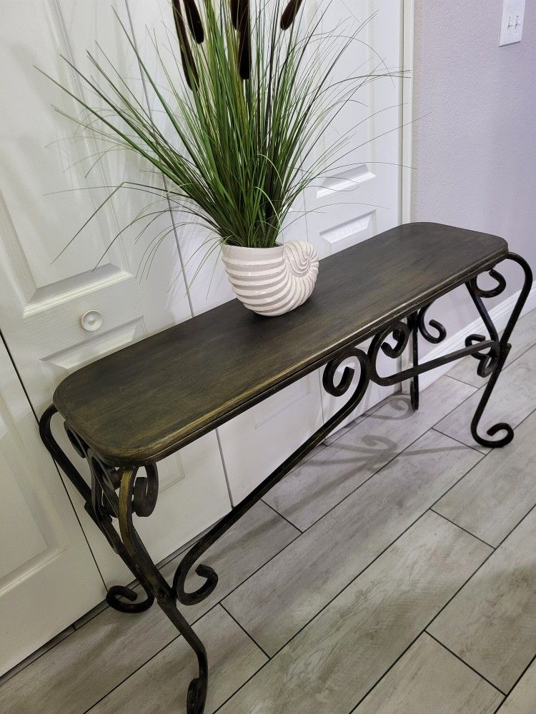 Cast Iron Wooden Console Table 45"Lx13"Wx27"Tall ~ Durable Heavy No Pet No Smoke Home