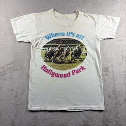 Vintage 80s Hollywood Park Horse Racing Women’s XS White T-Shirt USA made #7A