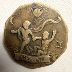 Vintage 1934 Gemini Zodiac Good Luck Token