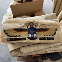 Authentic Hand Painted Egyptian Papyrus Scarab Art