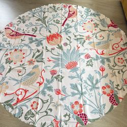 Art Round Tablecloth Table Cover Abstract Retro Mid Century Boho Floral Bird Round Tableclo