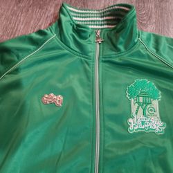 LRG Letting The Kids Play Satin Jacket  Green Mens Sz 2XL