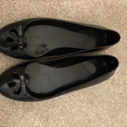 Xhilaration Black Women's Jelly Flats with Bow Detail