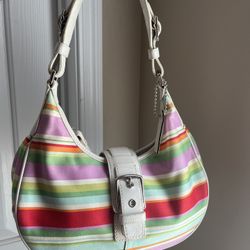 Y2K Coach 06 Striped Multicolor Hobo Shoulder Bag
