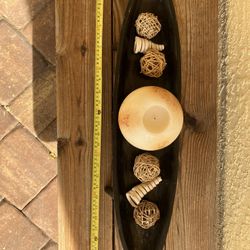 Pottery Barn Wood Canoe Centerpiece 