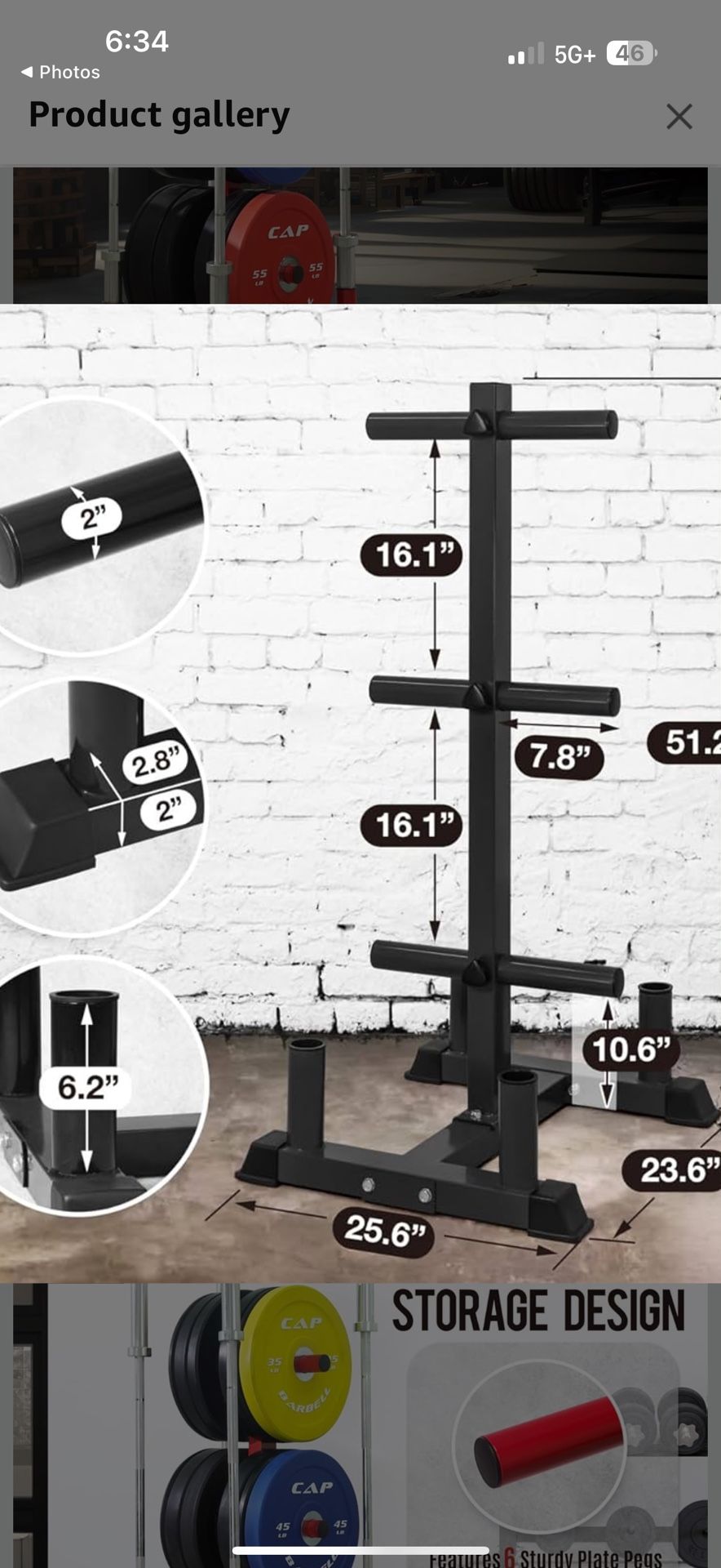 CAPHAUS Olympic Weight Plate Rack for Bumper Plate Storage
