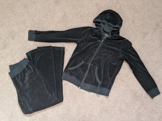 Motherhood Maternity Black Velour Tracksuit Pants Jacket Size Medium
