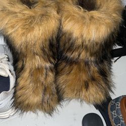 brown fur boots
