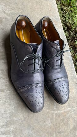 Men's vintage DOUCALS Italian Blue Leather Brogue Oxford Dress Shoes