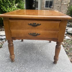 Vintage Single Drawer  Oak End Table 