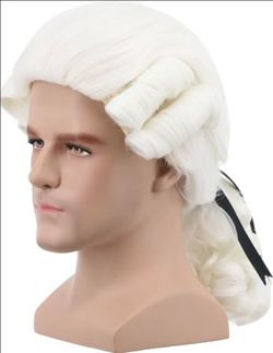 Adult White Colonial Judge Wig