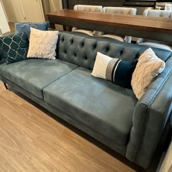 Faux Leather Chesterfield Couch + Pillows