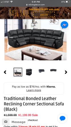 Bonded leather recliner sofa $1199 on sale
