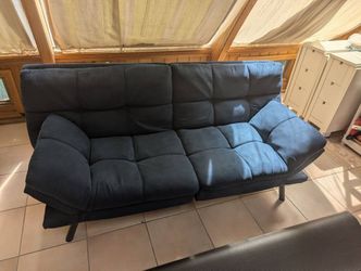 Modern Style Blue Suede Futon