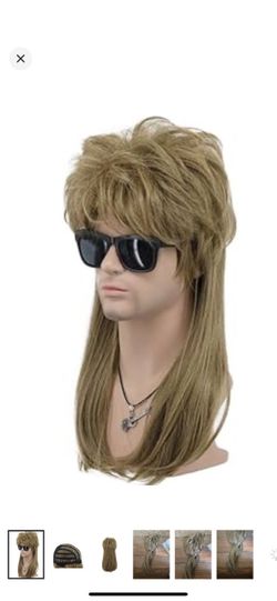 70s 80s Disco Mullet Punk Rock Wig Mens Long Straight Halloween wig dirty blonde