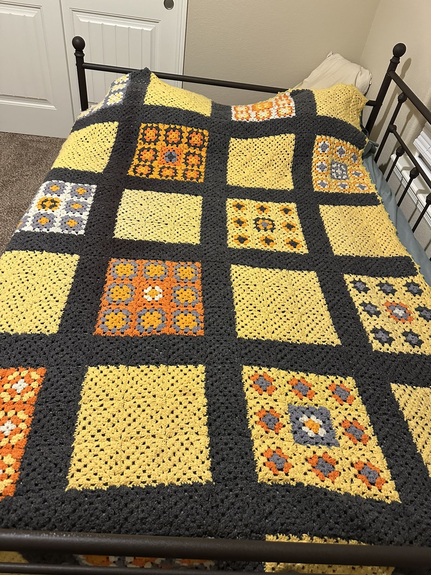 Handmade Crochet Queen Size Quilt Blanket