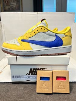 Nike Jordan 1 Low Travis Scott Elkins High School Canary Yellow  Size 9.5 Men 11 Women