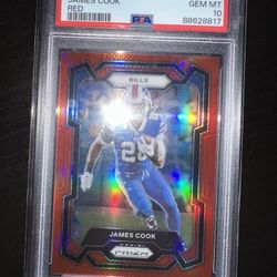 2023 Prizm Red James Cook PSA 10