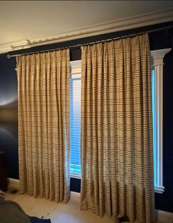 Luxury Heavyweight Lined Striped Curtain Panels - Set of 2 (Designer
Quality)