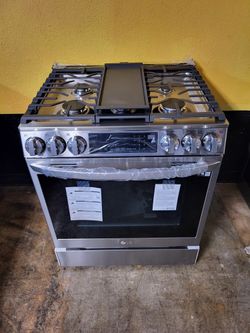 lg instaview 5 burner slide in stove with air fry 30 wide