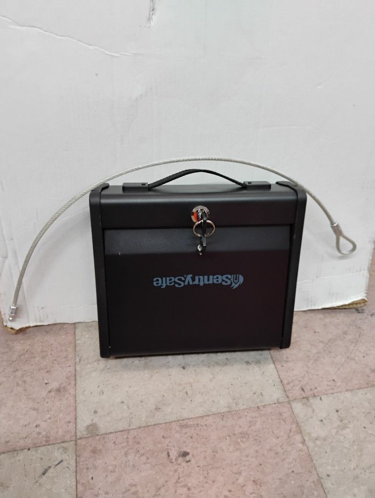 SentrySafe Portable Gun Safe with Key Lock, Steel Cable, and Carrying Handle has a One Handgun Capacity, Gun Safe for Car or Home, PP1K