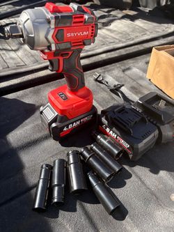 Seyvum 20V Cordless Impact Wrench with Batteries and Sockets
