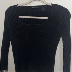 Large Vintage Black Express World Brand Scoop Neck Sweater