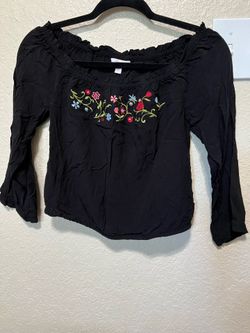 Candies over shoulder blouse
