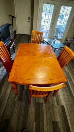 Solid wood dining table with 4 chairs